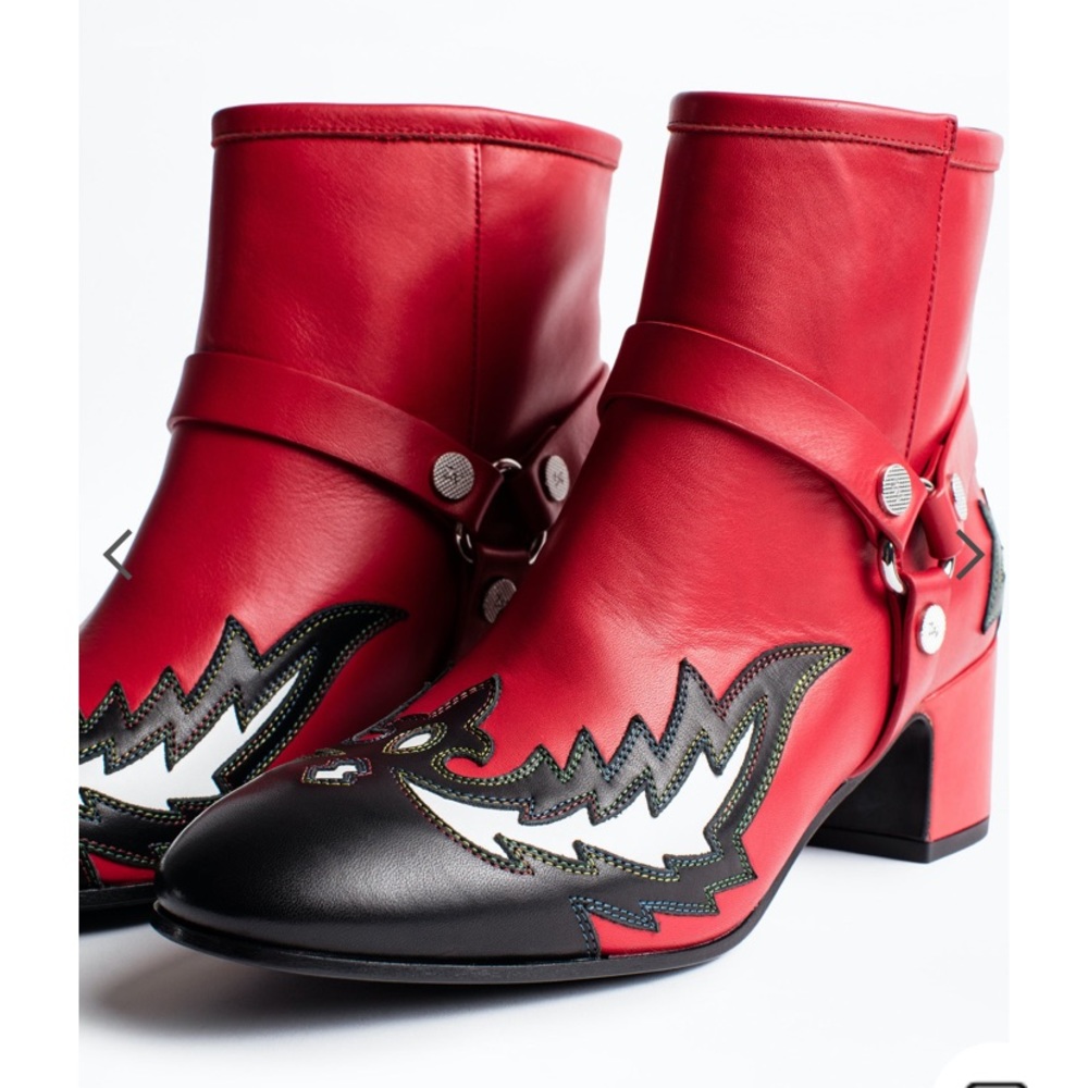 ⚡️ Zadig & Voltaire Red Western Leather Boots ⚡️